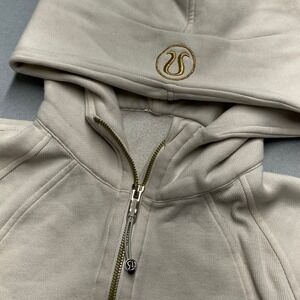 Lululemon Scuba Half Zip Cropped Hoodie Sweatshirt Beige Gold Logo Women small